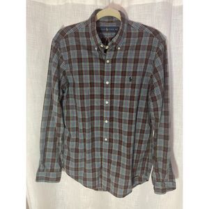Polo‎ Ralph Lauren Men's Plaid Button Down Shirt Size Medium 100% Cotton EUC